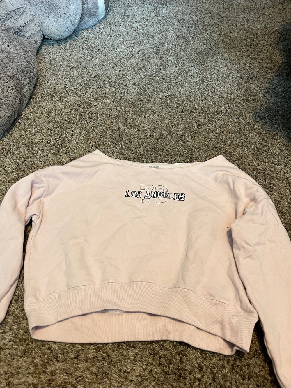 Los Angeles Pink Cropped off the shoulder Sweatshirt